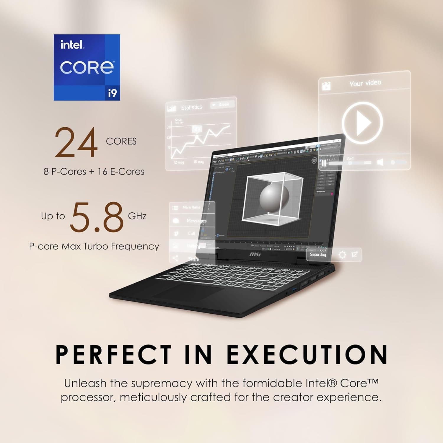 MSI Creator M16 HX C14VGG-291US 16" 240Hz QHD+ Content Creation Laptop, Intel Core i9-14900HX, RTX 4070