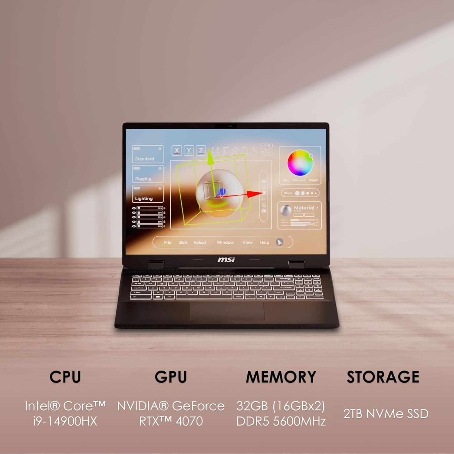 MSI Creator M16 HX C14VGG-291US 16" 240Hz QHD+ Content Creation Laptop, Intel Core i9-14900HX, RTX 4070