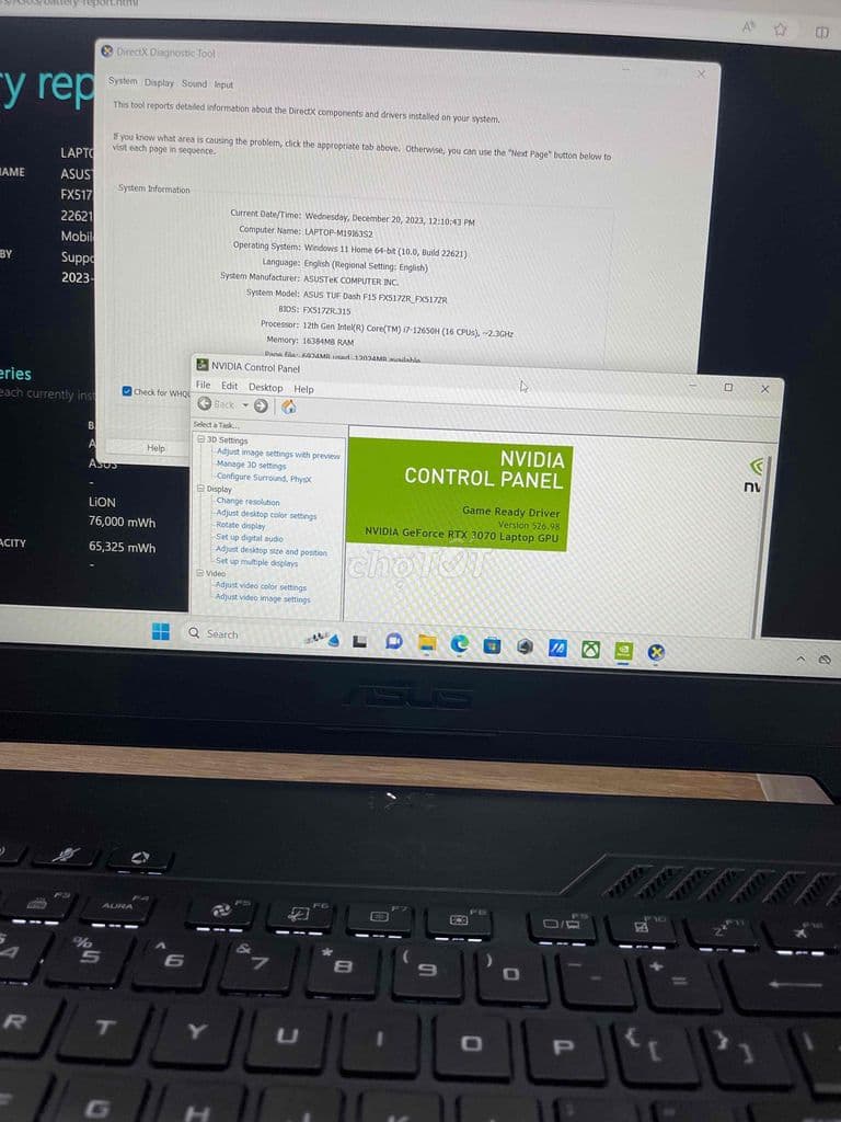 Asus TUF Dash F15 FX517ZR 2022 Asus TUF Dash F15 FX517ZR 2022