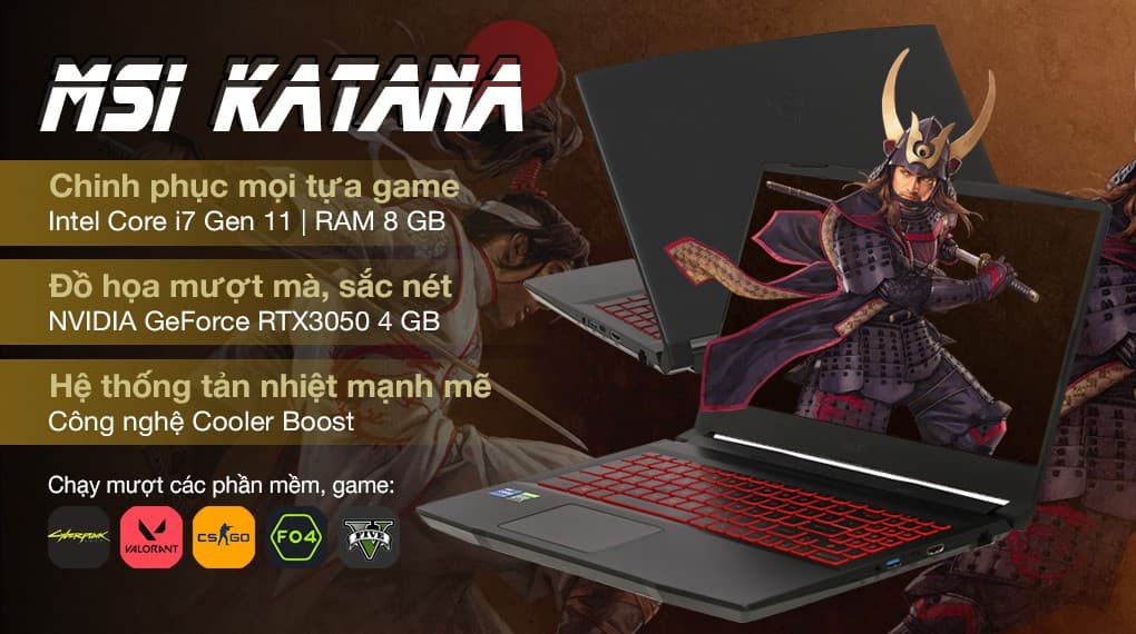 MSI KATANA GF66 i7 11800H/ RAM 8GB/ SSD 512GB/ NVIDIA RTX 3050 MSI KATANA GF66 i7 11800H/ RAM 8GB/ SSD 512GB/ NVIDIA RTX 3050